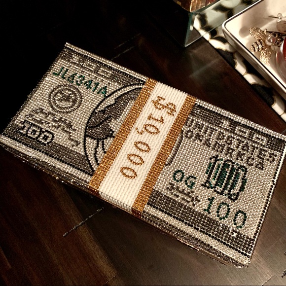 •Bank Roll Betty• Money Stacks Rhinestone Clutch - Picture 4 of 6